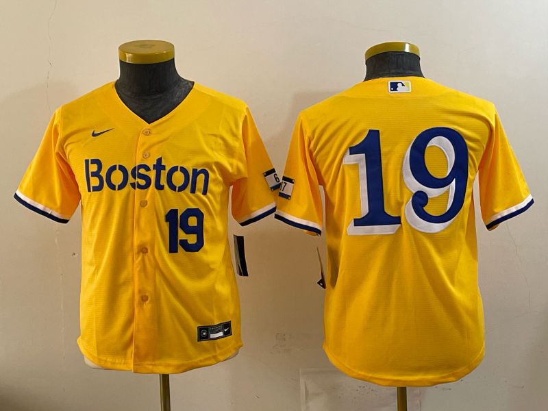 Youth 2025 Boston Red Sox #19 No Name Yellow City Edition Nike MLB Jersey style 04